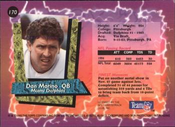 1995 Finest #170 Dan Marino Back