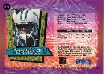 1995 Finest #234 Tyrone Poole Back