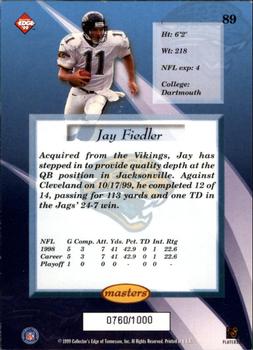 1999 Collector's Edge Masters - Galvanized #89 Jay Fiedler Back