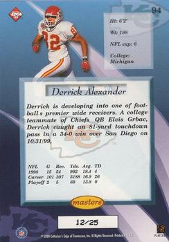 1999 Collector's Edge Masters - HoloGold #94 Derrick Alexander WR Back