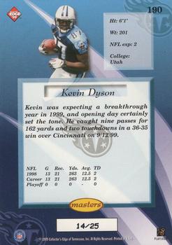 1999 Collector's Edge Masters - HoloGold #190 Kevin Dyson Back