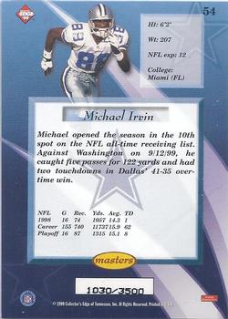 1999 Collector's Edge Masters - HoloSilver #54 Michael Irvin Back