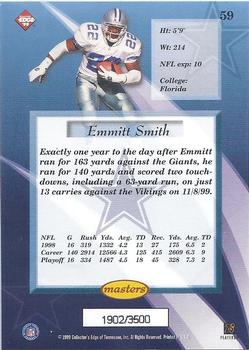 1999 Collector's Edge Masters - HoloSilver #59 Emmitt Smith Back