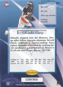 1999 Collector's Edge Masters - HoloSilver #63 Olandis Gary Back