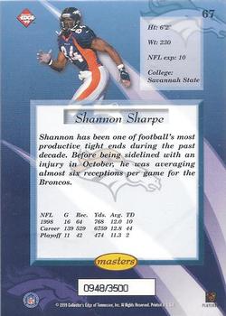 1999 Collector's Edge Masters - HoloSilver #67 Shannon Sharpe Back
