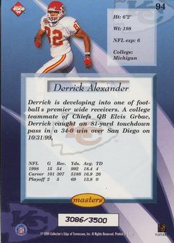 1999 Collector's Edge Masters - HoloSilver #94 Derrick Alexander WR Back