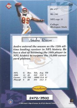 1999 Collector's Edge Masters - HoloSilver #98 Andre Rison Back