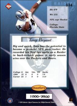 1999 Collector's Edge Masters - HoloSilver #134 Tony Bryant Back