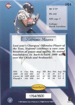 1999 Collector's Edge Masters - HoloSilver #164 Natrone Means Back