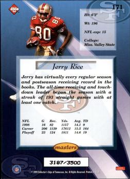 1999 Collector's Edge Masters - HoloSilver #171 Jerry Rice Back