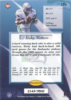 1999 Collector's Edge Masters - HoloSilver #179 Ricky Watters Back