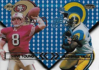 1999 Collector's Edge Masters - Main Event #ME10 Steve Young / Marshall Faulk Front