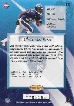 1999 Collector's Edge Masters - Previews #16 Chris McAlister Back