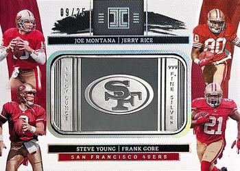 2022 Panini Impeccable - Silver Generations #SG-SF Jerry Rice / Joe Montana / Steve Young / Frank Gore Front