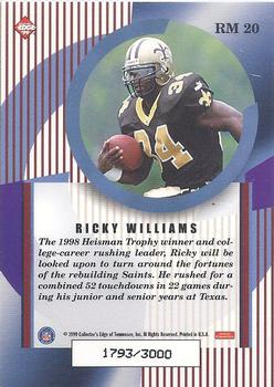 1999 Collector's Edge Masters - Rookie Masters #RM 20 Ricky Williams Back