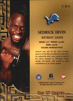 1999 Collector's Edge Odyssey - Cut 'n' Ripped #CR4 Sedrick Irvin Back