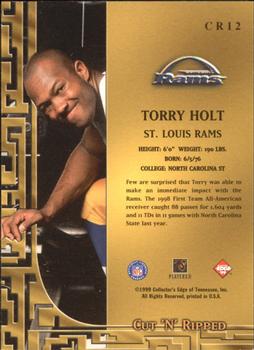 1999 Collector's Edge Odyssey - Cut 'n' Ripped #CR12 Torry Holt Back