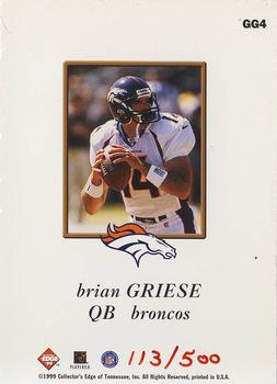 1999 Collector's Edge Odyssey - Game Gear #GG4 Brian Griese Back