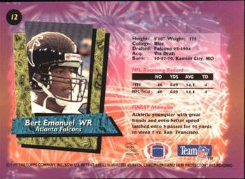 1995 Finest - Refractors #12 Bert Emanuel Back