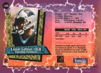 1995 Finest - Refractors #188 Lamar Lathon Back