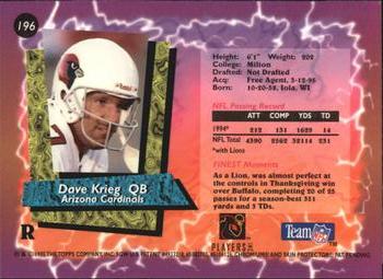 1995 Finest - Refractors #196 Dave Krieg Back
