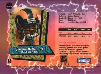 1995 Finest - Refractors #205 Jerome Bettis Back
