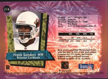 1995 Finest - Refractors #216 Frank Sanders Back