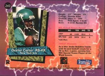 1995 Finest - Refractors #243 Dexter Carter Back