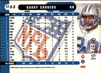 1999 Collector's Edge Supreme - Galvanized #044 Barry Sanders Back