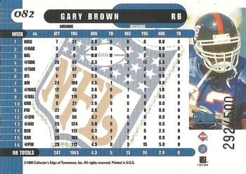1999 Collector's Edge Supreme - Galvanized #082 Gary Brown Back