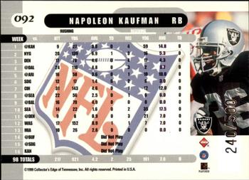 1999 Collector's Edge Supreme - Galvanized #092 Napoleon Kaufman Back