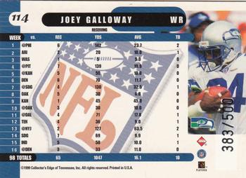 1999 Collector's Edge Supreme - Galvanized #114 Joey Galloway Back