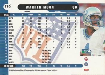 1999 Collector's Edge Supreme - Galvanized #116 Warren Moon Back