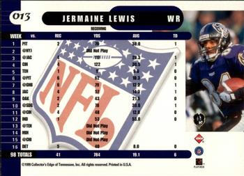 1999 Collector's Edge Supreme - Gold Ingot #013 Jermaine Lewis Back