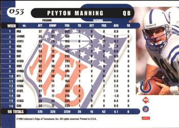 1999 Collector's Edge Supreme - Gold Ingot #053 Peyton Manning Back