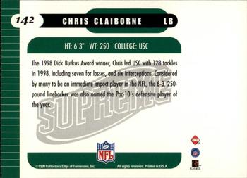 1999 Collector's Edge Supreme - Gold Ingot #142 Chris Claiborne Back