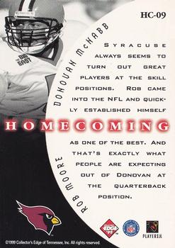 1999 Collector's Edge Supreme - Homecoming #HC-09 Rob Moore / Donovan McNabb Back