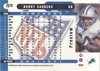 1999 Collector's Edge Supreme - Previews #BS Barry Sanders Back