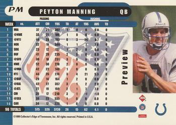 1999 Collector's Edge Supreme - Previews #PM Peyton Manning Back