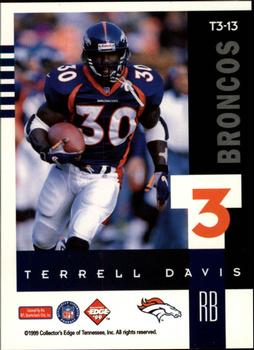 1999 Collector's Edge Supreme - T3 #T3-13 Terrell Davis Back