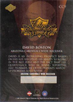 1999 Collector's Edge Triumph - Commissioner's Choice #CC9 David Boston Back