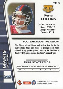 1999 Collector's Edge Triumph - Millennium Collection Red #T110 Kerry Collins Back