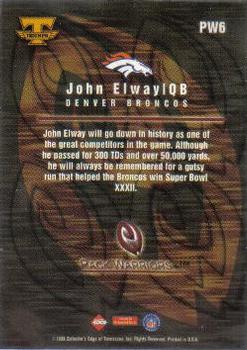 1999 Collector's Edge Triumph - Pack Warriors #PW6 John Elway Back