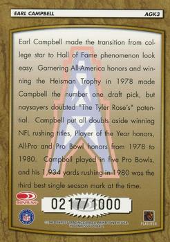 1999 Donruss - All-Time Gridiron Kings Autographs #AGK3 Earl Campbell Back
