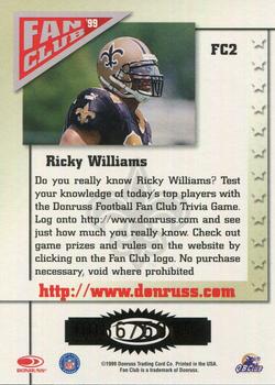 1999 Donruss - Fan Club Gold #FC2 Ricky Williams Back