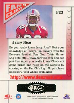 1999 Donruss - Fan Club Gold #FC3 Jerry Rice Back