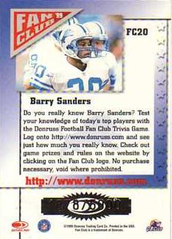 1999 Donruss - Fan Club Gold #FC20 Barry Sanders Back