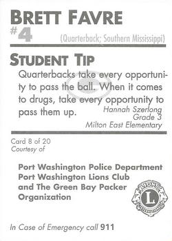 1996 Green Bay Packers Police - Port Washington Police Department, Port Washington Lions Club #8 Brett Favre Back