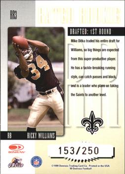 1999 Donruss - Rated Rookies Medalist #RR3 Ricky Williams Back