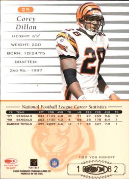 1999 Donruss - Stat Line Career #25 Corey Dillon Back